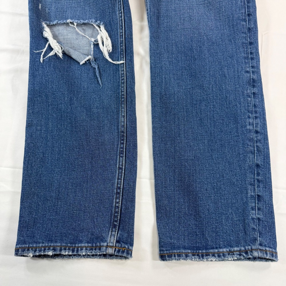 Abercrombie & Fitch Ankle Straight Ultra High Rise Distressed Jeans Blue 29 8XL - Picture 6 of 8